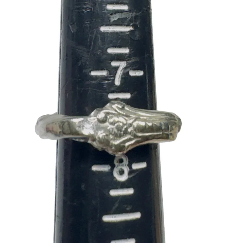 Antique British Silverware Ring Artisan Crafted from Silver Plated Bread Fork - Picture 9 of 14